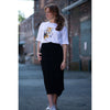 Crossover Black Denim Midi Skirt by Adina LV