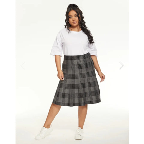 MM Purple Label Charcoal Plaid Skirt Black Plus