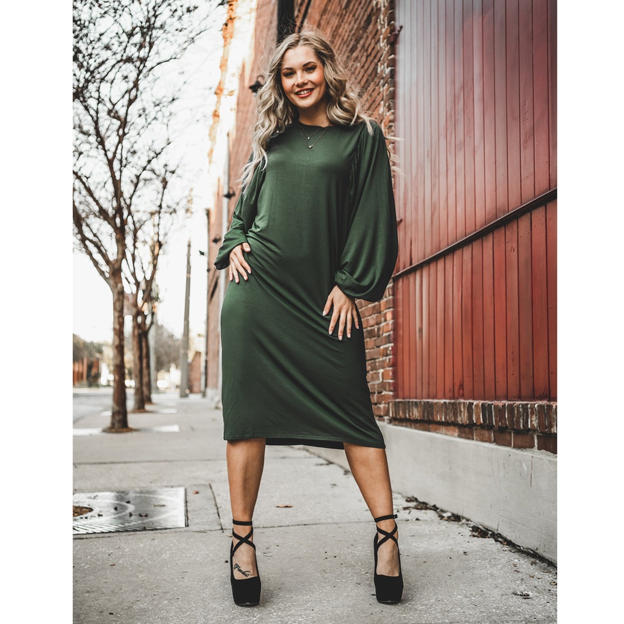 Emica Dress Hunter Green by Mikah The Mimi Boutique Emica Dress Hunter Green by Mikah The Mimi Boutique