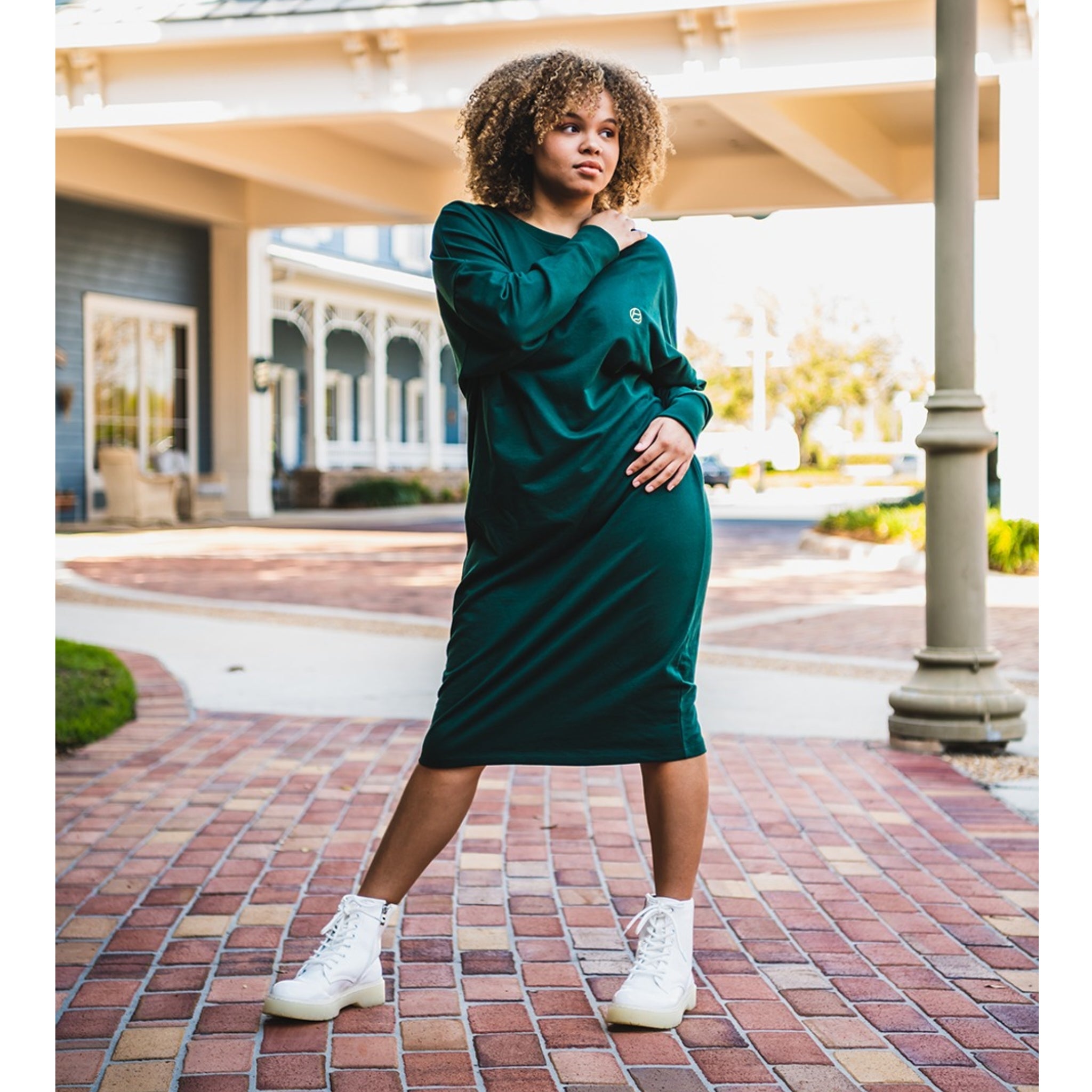Pine Logo Sweatshirt Dress by Mikah The Mimi Boutique Pine Logo Sweatshirt Dress by Mikah The Mimi Boutique