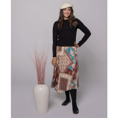 Tilly Brown Accordian Skirt by Lilac Teen