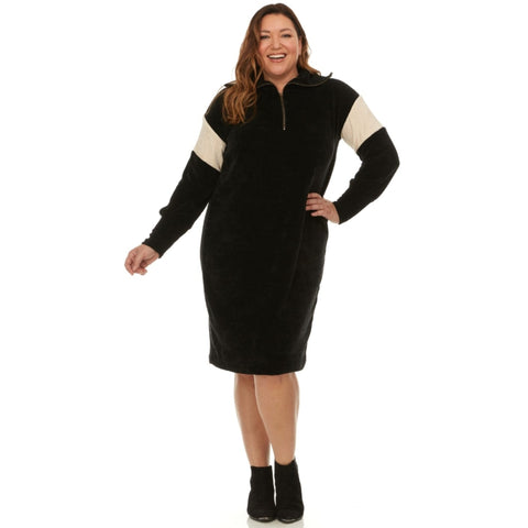 Bonnie Colorblock Plus Dress Black/Oatmeal