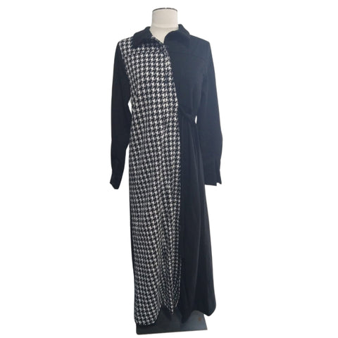 White & black Contrast Wrap Dress by Lilac Teen