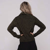 Shimmer Heathered Zip Front Sweater Black/Gold