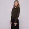 Shimmer Heathered Zip Front Sweater Black/Gold