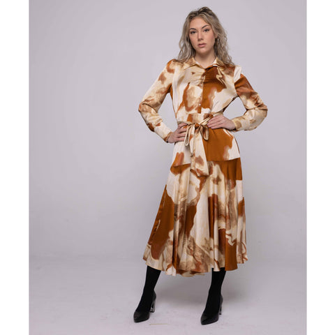 Marble Rich Cognac Dress by Ivee