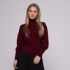 Burgundy Mock Neck Raglan Sleeve