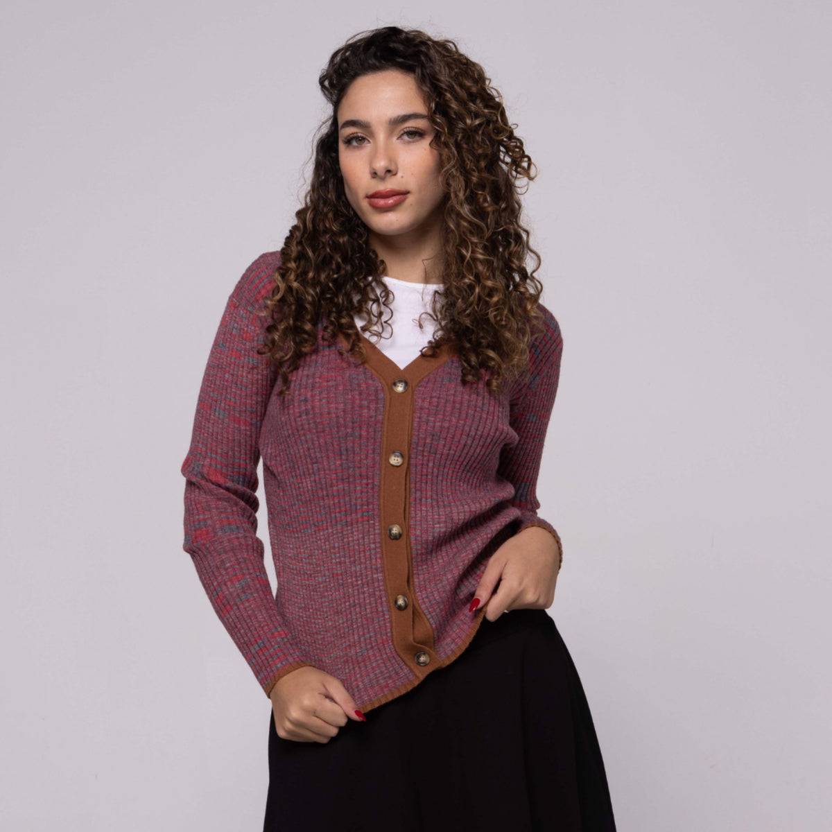 Heathered Ribbed Cardigan