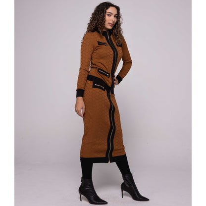 Textured Knit Zipper Skirt