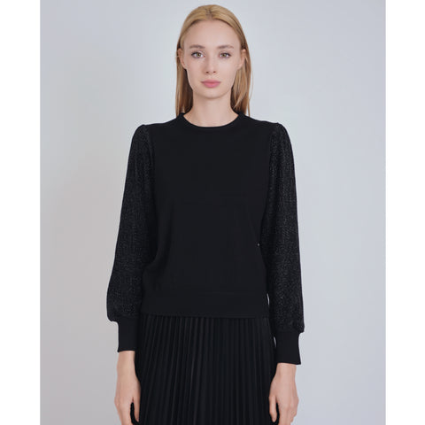 Black Shimmer Sleeve Yal Sweater