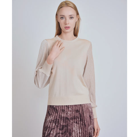 Cream Shimmer Sleeve Yal Sweater