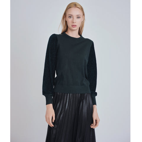 Green Shimmer Sleeve Yal Sweater