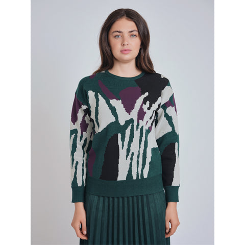 Green/Plum Abstract Yal Sweater
