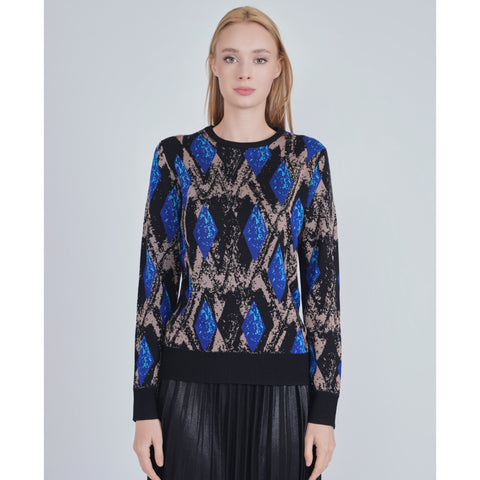 Blue Diamond Print Yal Sweater