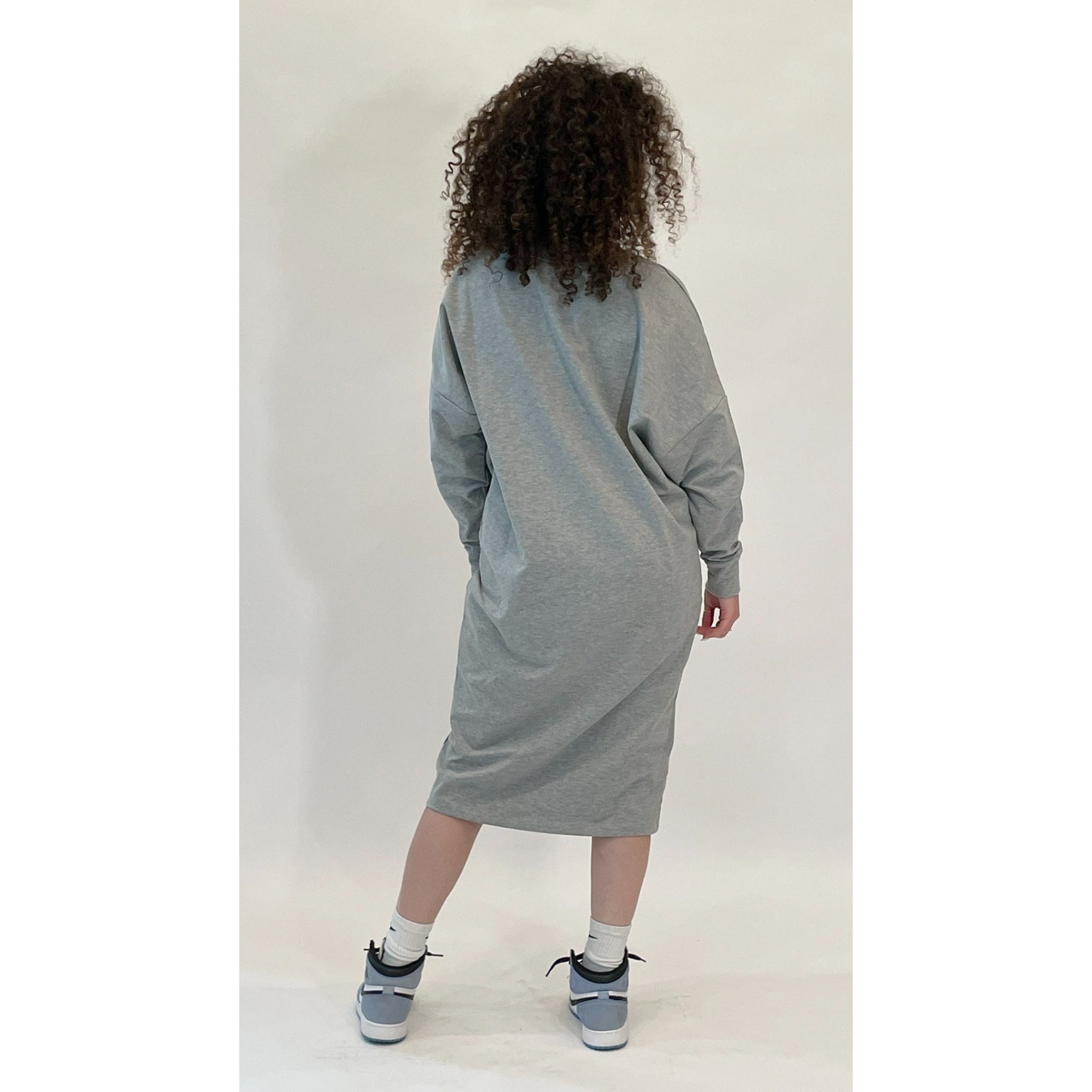 Heather Grey Logo Sweatshirt Dress by Mikah Heather Grey Logo Sweatshirt Dress by Mikah