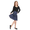 Navy Print Leather Pleated Skirt Meme Teen