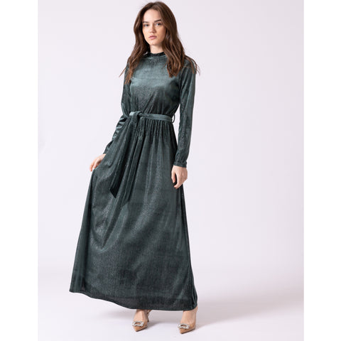 Green Velour Waisted Dress by OC