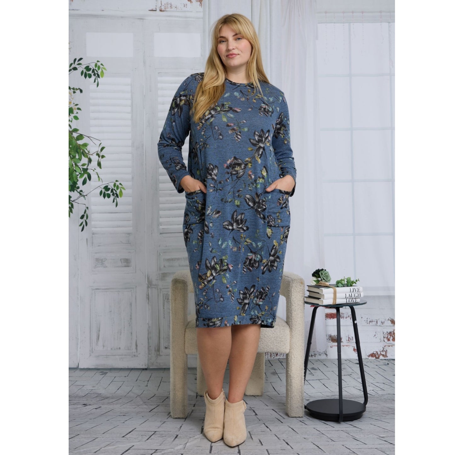 Alice Dress Denim Floral