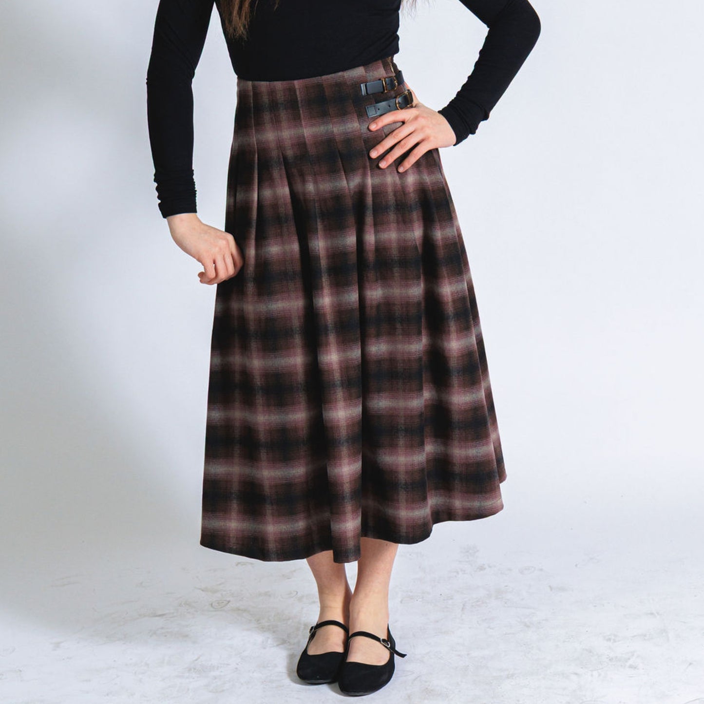 Purple Plaid Skirt Thread Teen