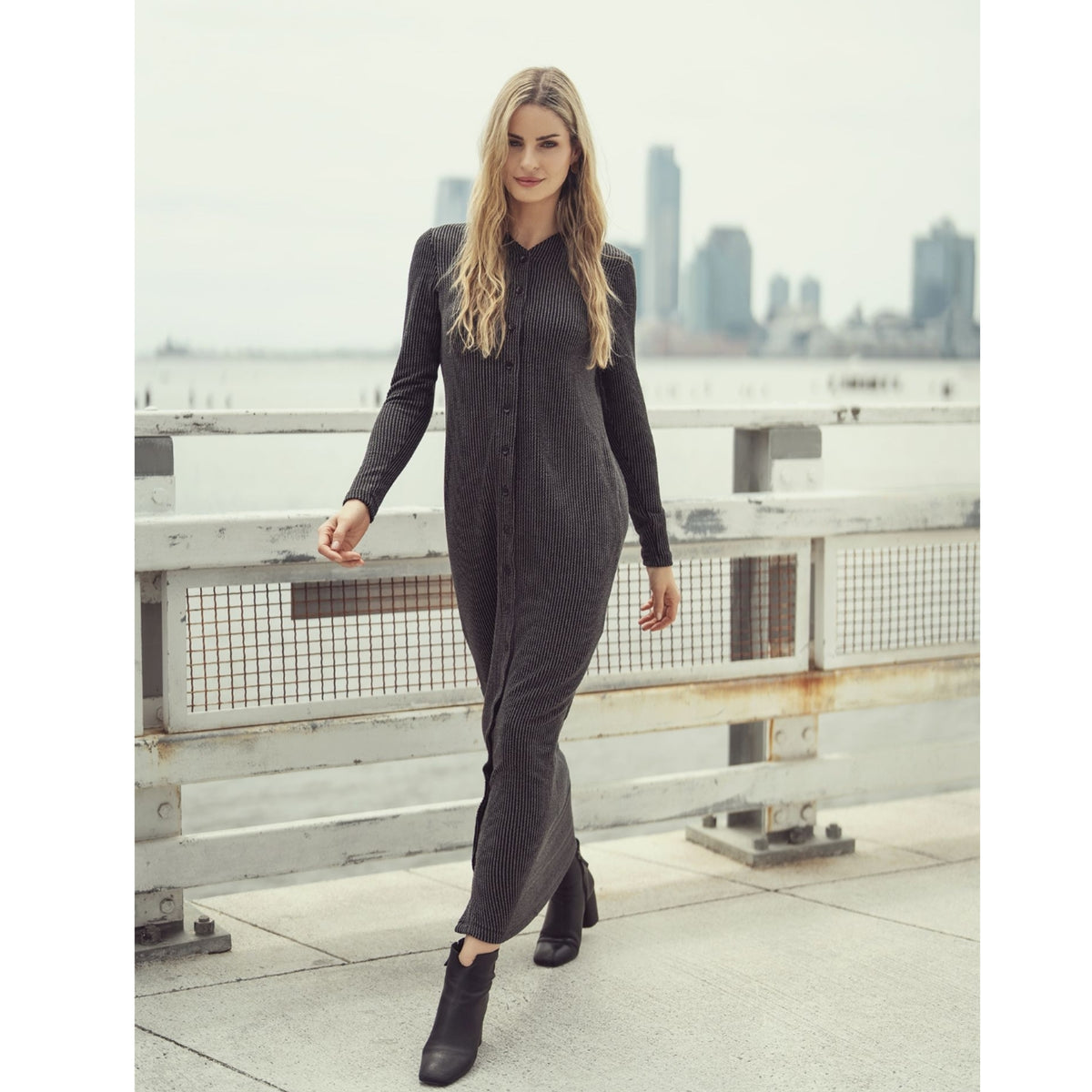 Alexa Charcoal Rib Sweater Dress