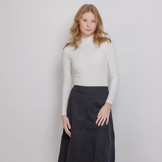Ivory Microribbed Mock Neck - The Mimi Boutique
