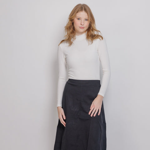 Ivory Microribbed Mock Neck