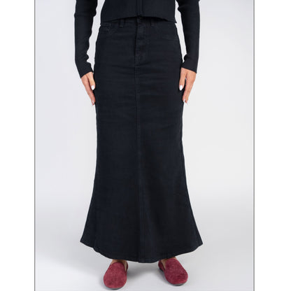 Black Denim Semi Flare Skirt Adina LV