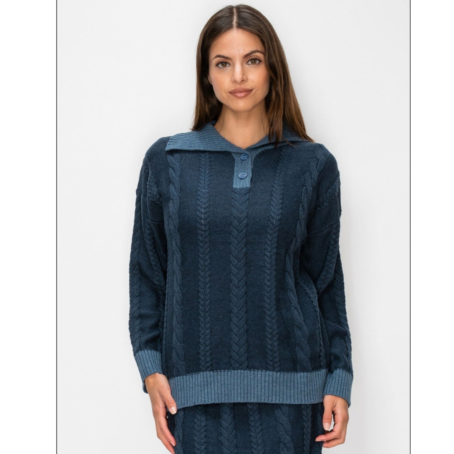 Blue Cozy Collar Yal Sweater