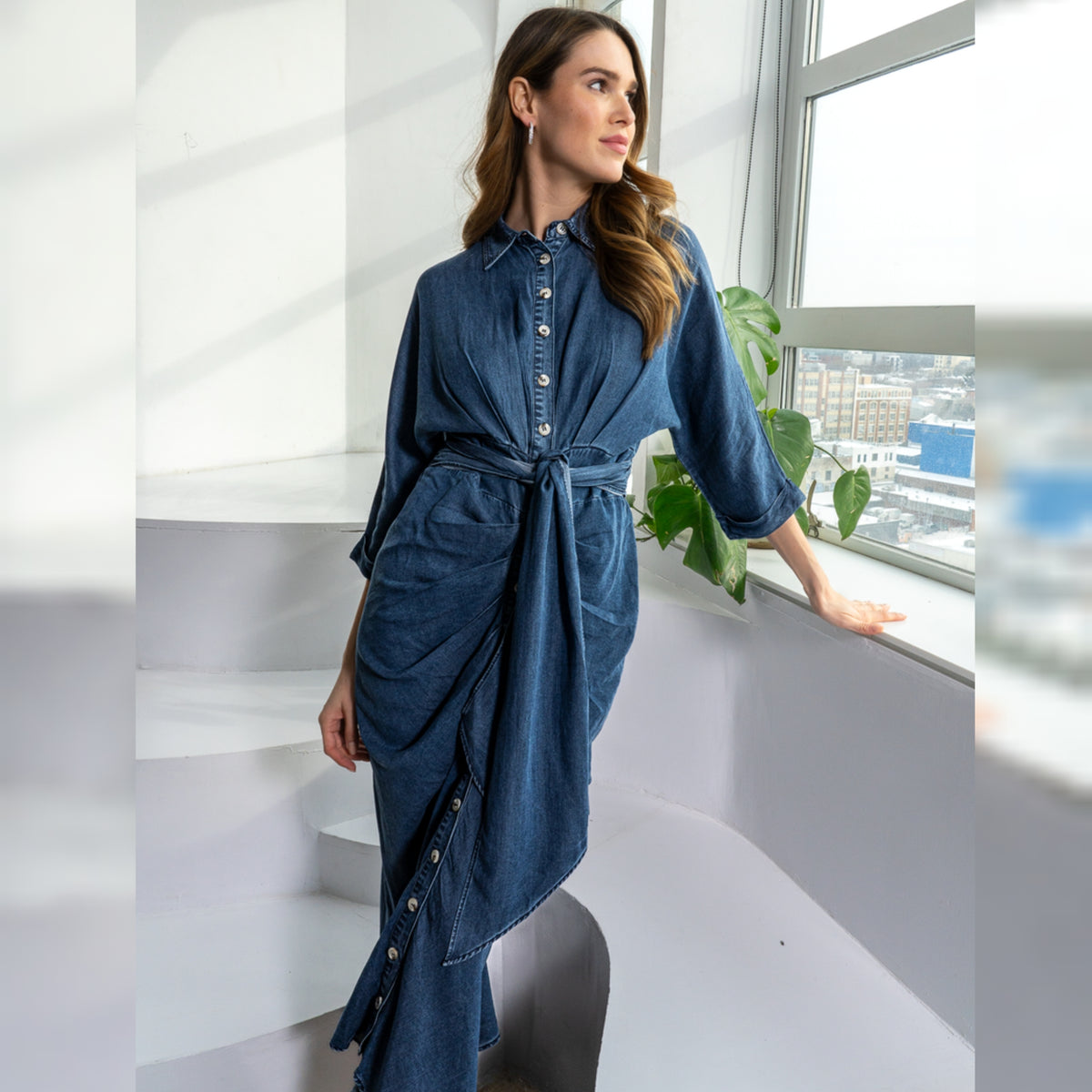 rio denim dress Solid Midi dresses FP Movement Hot Shot norev blending modern edge with Size:L / 40 FR / 44 IT / 12 UK