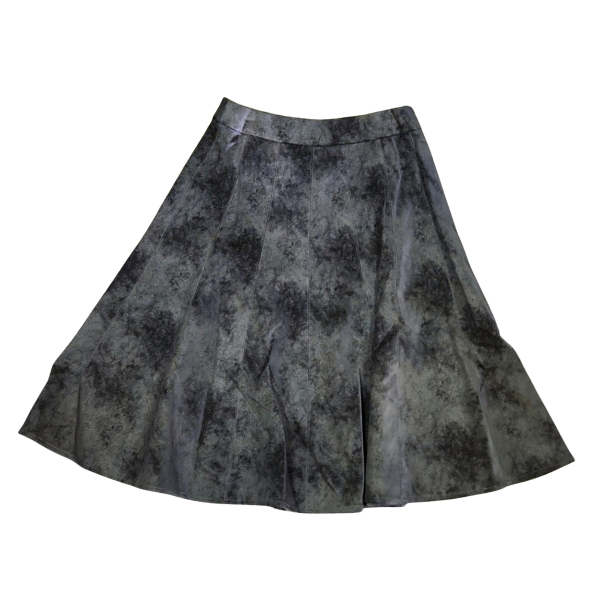 Paneled Flare Distressed Skirt Black Adina LV