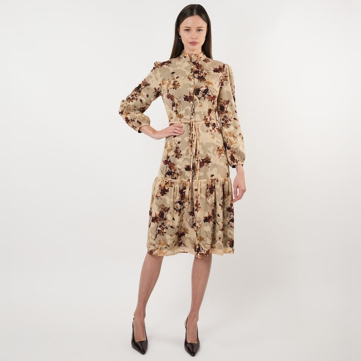Lillian Light Burnout Brown Dress