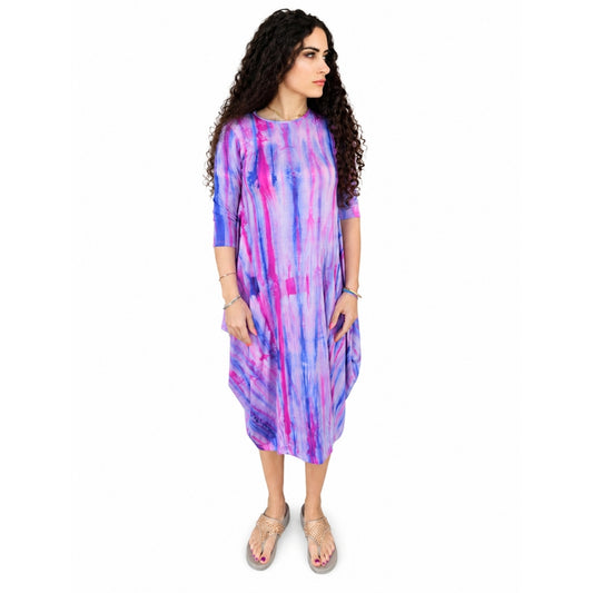 Georgiana Dress Pink Blue Tie Dye