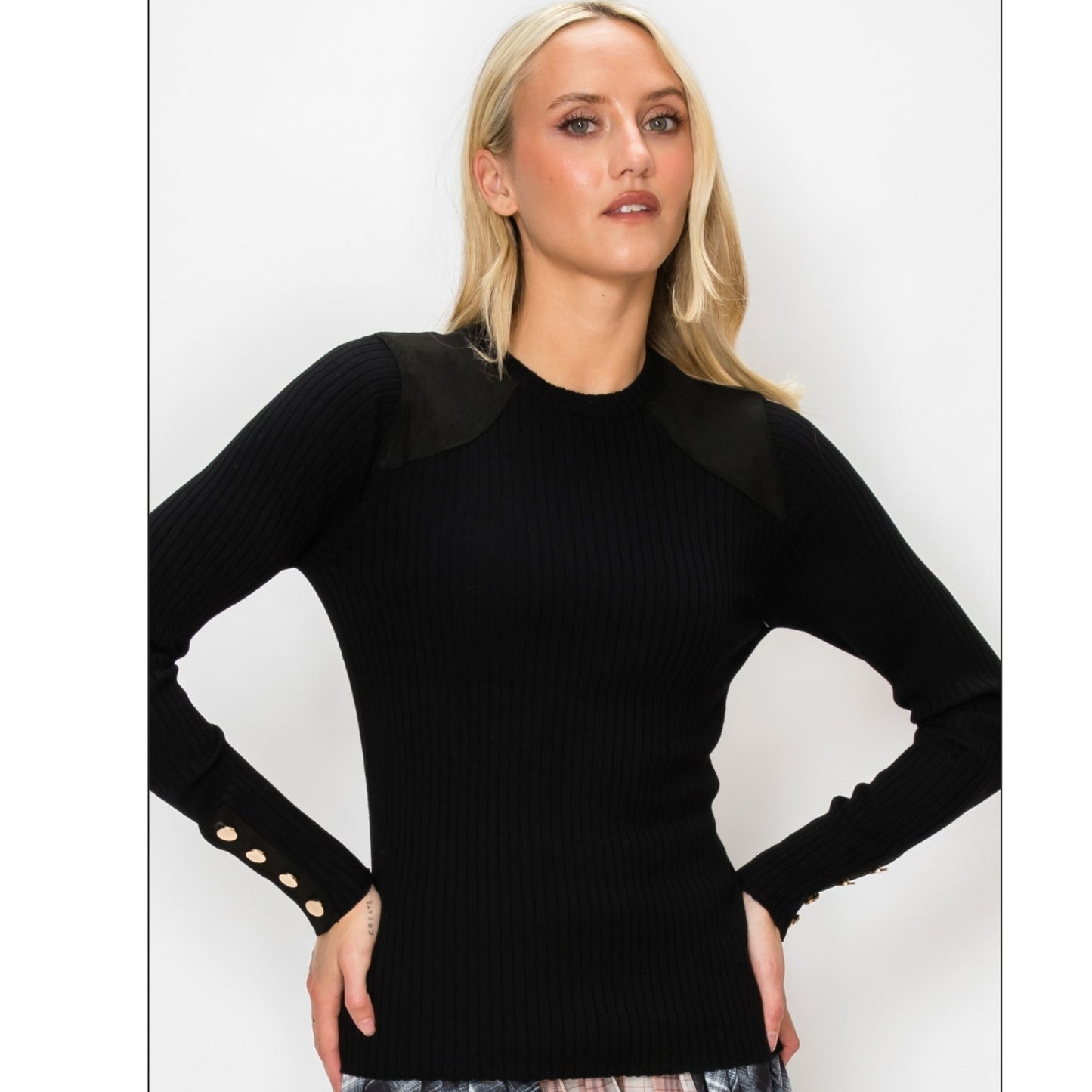 Black Ribbed Detail Yal Sweater