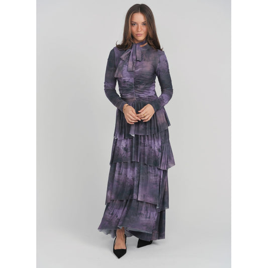 Mesh Europa Dress Purple Floral