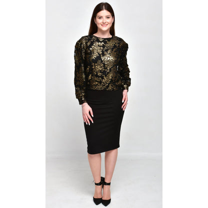 Puff Sleeve Top Burnout Gold - The Mimi Boutique