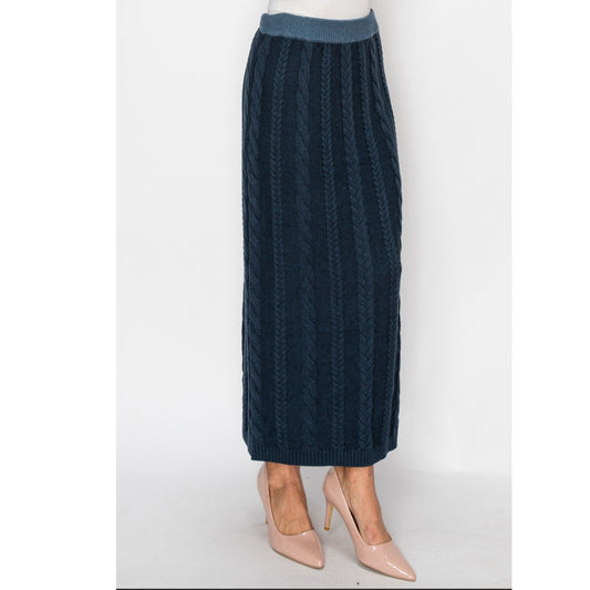 Blue Cozy Cable Skirt