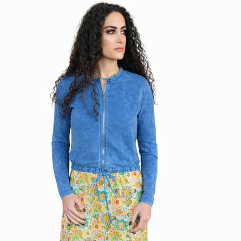 Acid Wash Blue Zip Top