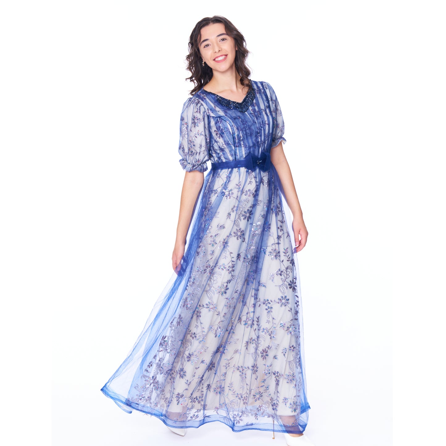 Blue Beaded Gown