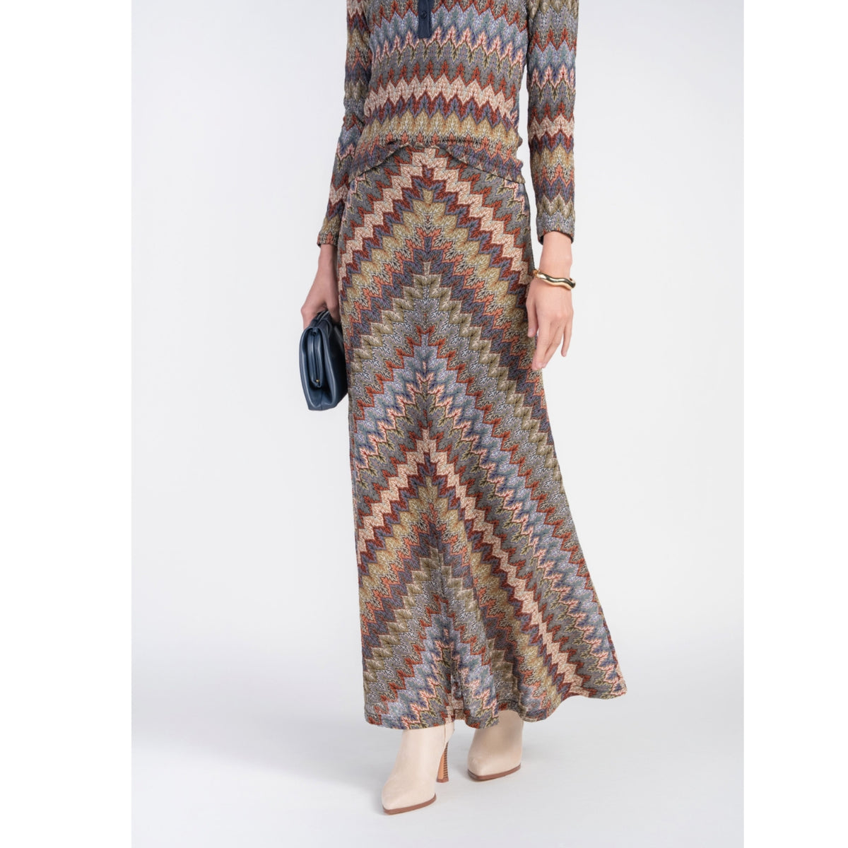 Crochet Maxi Skirt Chevron Autumn Mix Adina LV