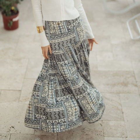 Lagos Tiered Maxi Skirt Adina LV - The Mimi Boutique