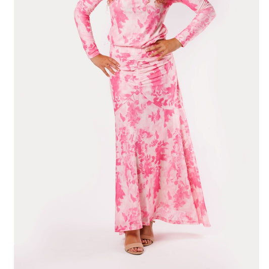 Pink Streaks Mesh Print Skirt - The Mimi Boutique