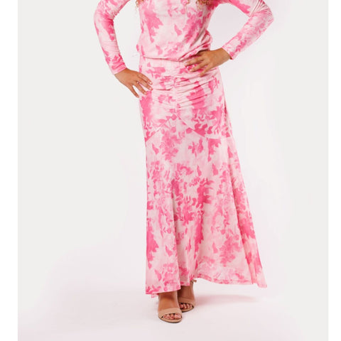 Pink Streaks Mesh Print Skirt - The Mimi Boutique