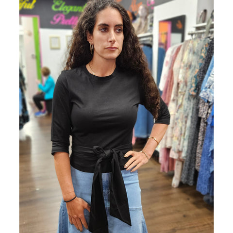 Black Wraparound Tee Adina LV
