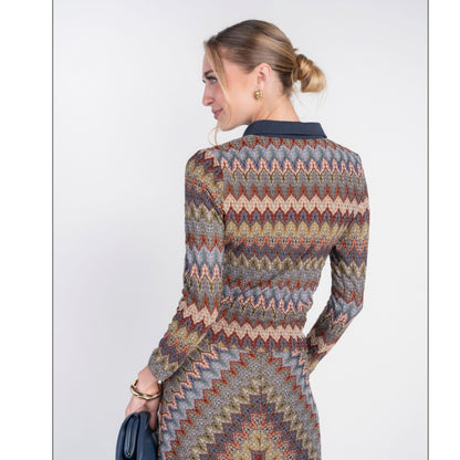 Chevron Polo Top Autumn Mix Adina LV