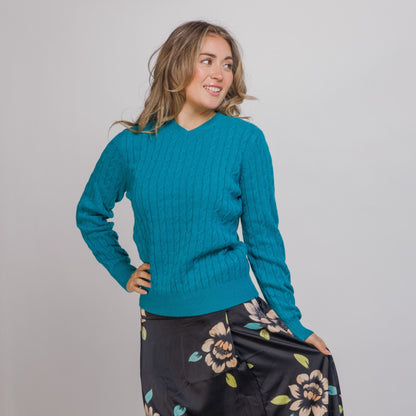 Teal V Neck Sweater