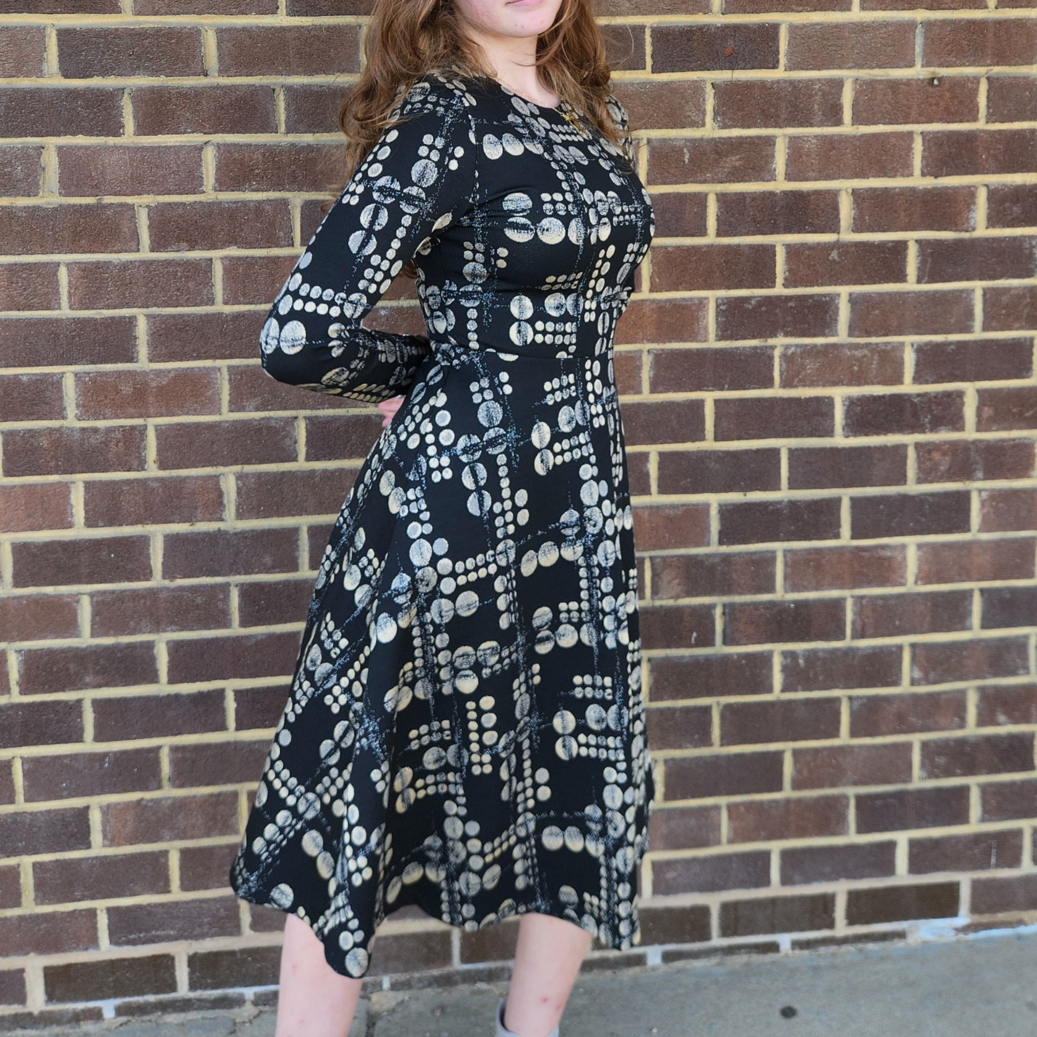Gold Shimmer Circle Print Fit n Flare Dress Gold Shimmer Circle Print Fit n Flare Dress