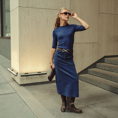 Fray Detail Corduroy Skirt London Blue Adina LV