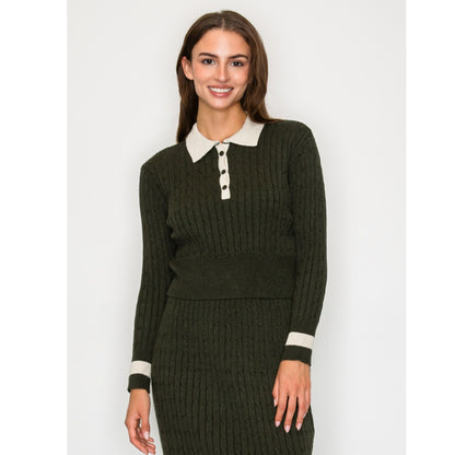 Olive Rope Knit Sweater Set Sold Separately