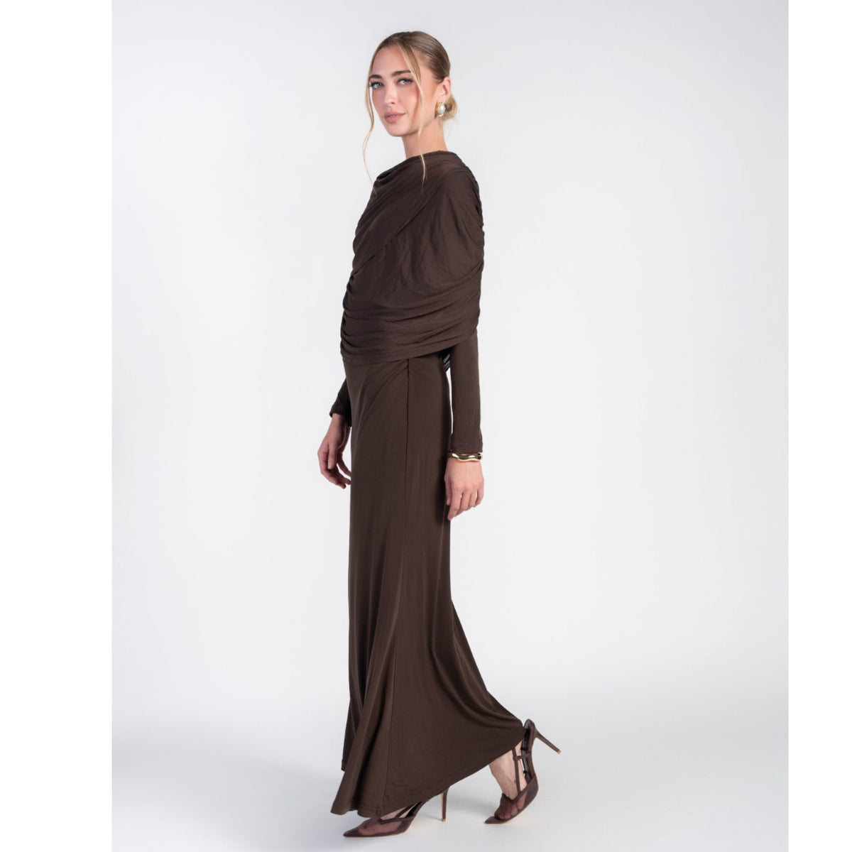 Cape Evening Gown Chocolate Adina LV