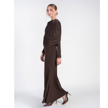 Cape Evening Gown Chocolate Adina LV
